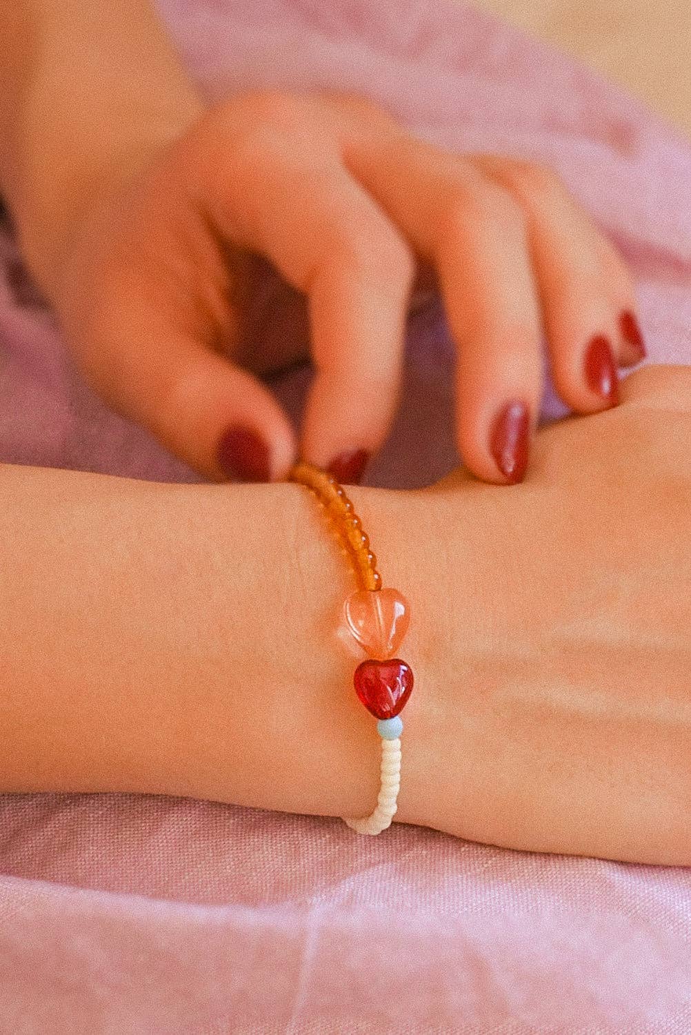 Bracelet Heartfelt rose et bourgogne - SAN SAN