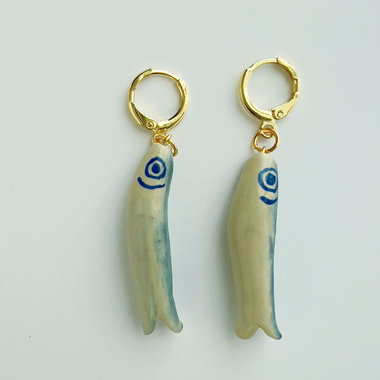 Boucles d'oreilles sardines bleues - Yellow Dots