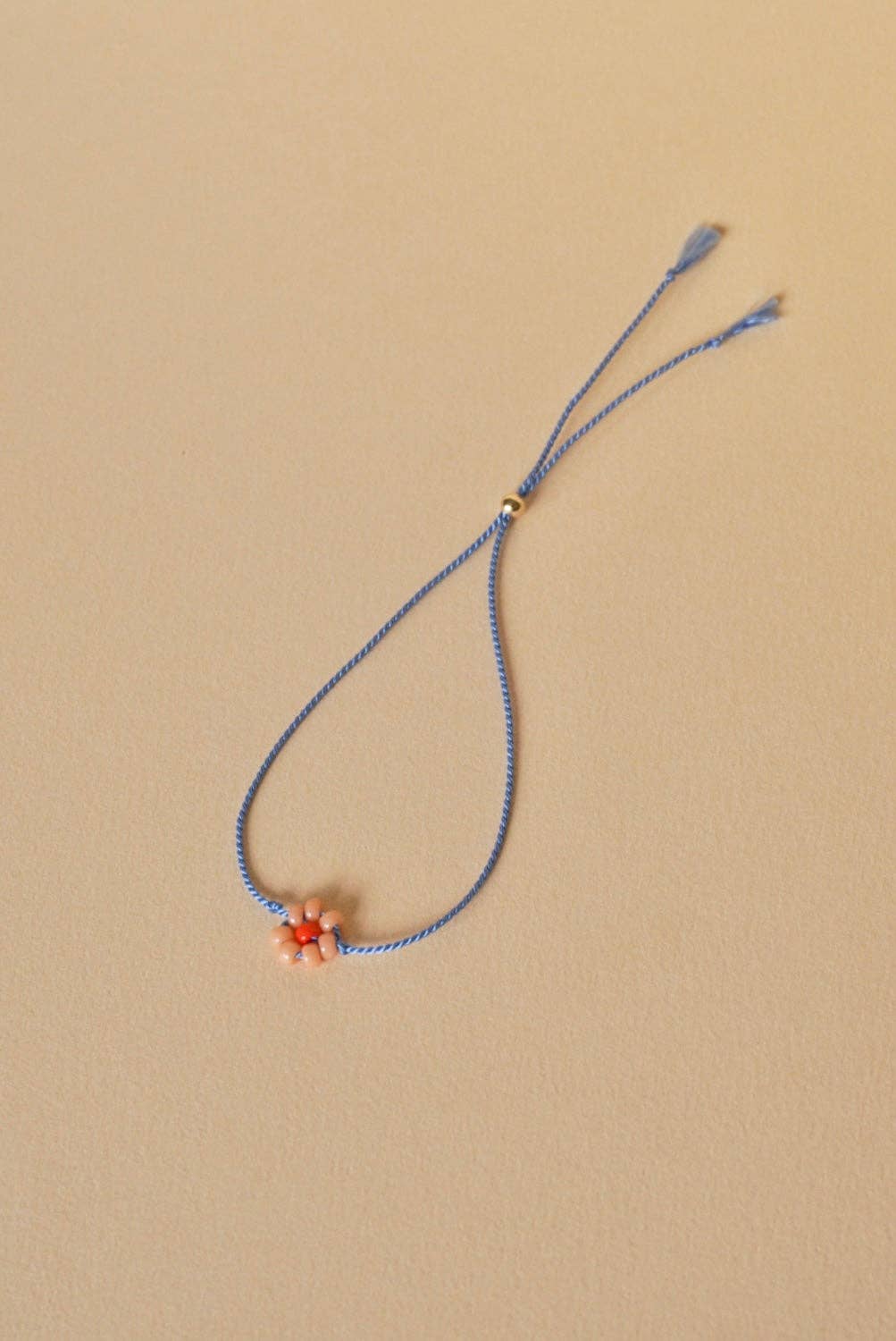 Bracelet  Tiny Flower - peach & sky blue - SAN SAN