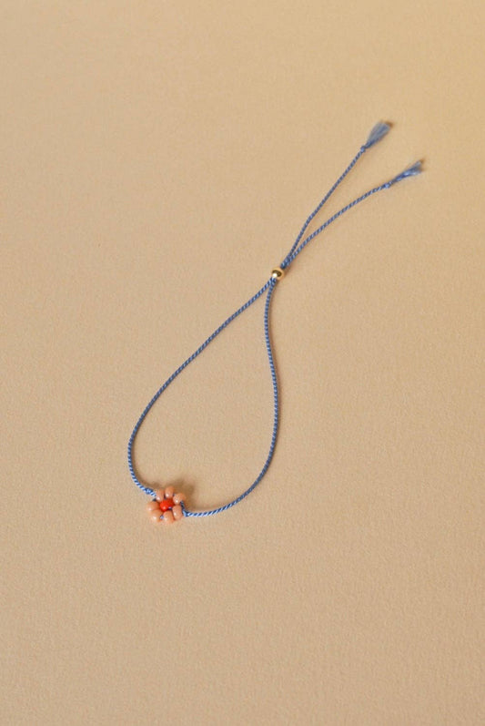 Bracelet  Tiny Flower - peach & sky blue - SAN SAN