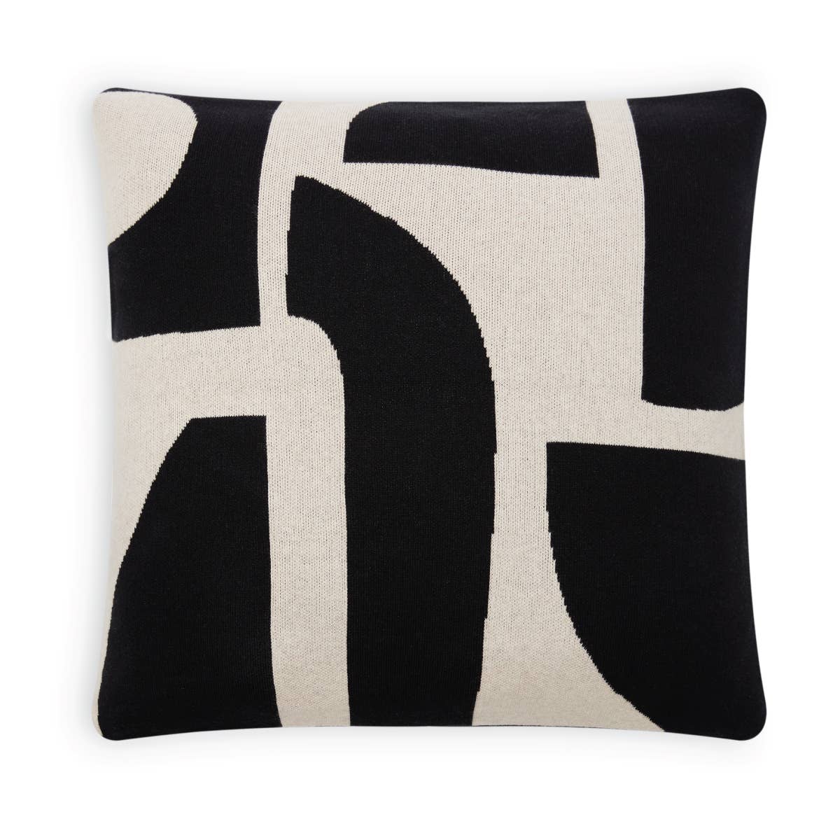 Coussin en coton tricoté motif noir et blanc - Sophie Home