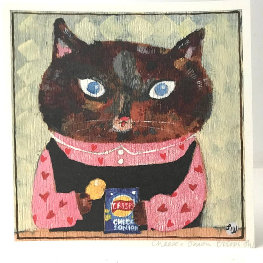 Petite affiche Cat with Cheese and Onion Crisps - moggshop