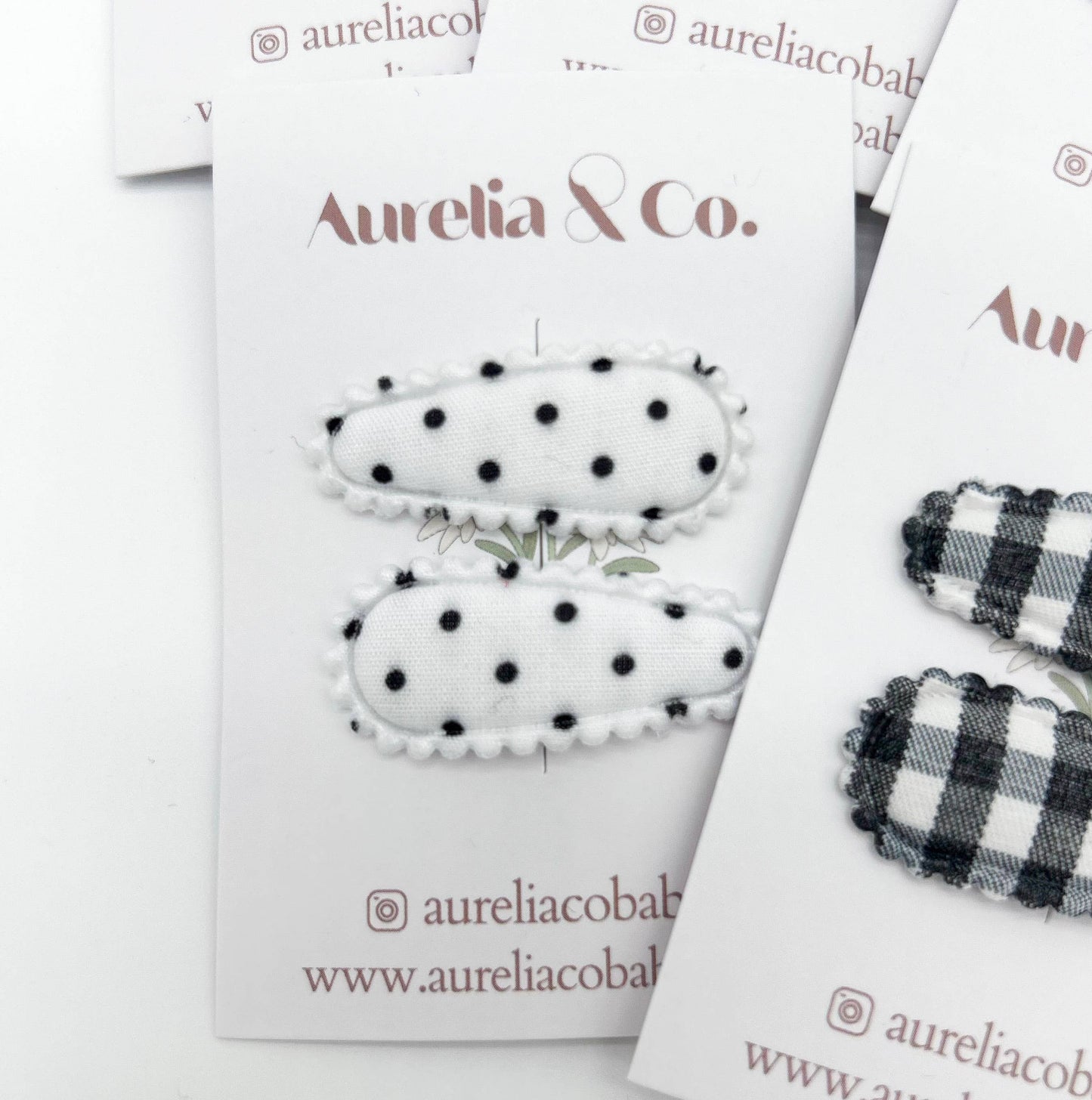 Mini barrettes en tissu pour bébé ''polka dot''- Aurelia & Co. Baby