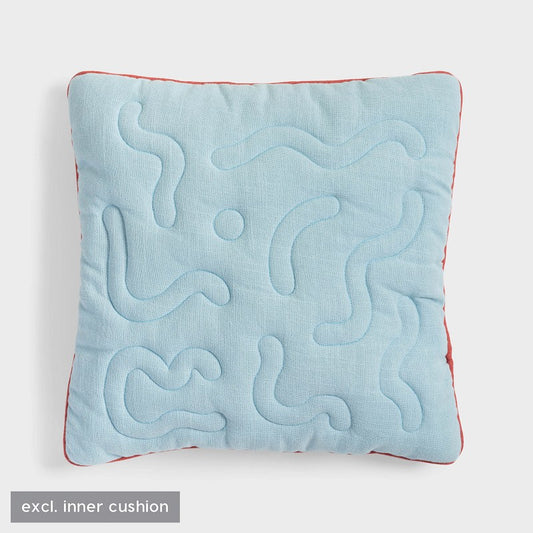 & Klevering - Coussin brodé squiggle blue