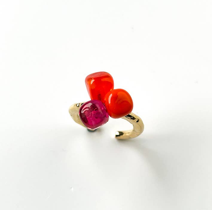 Bague ajustable LALETI petites perles de verre - Chama Navarro