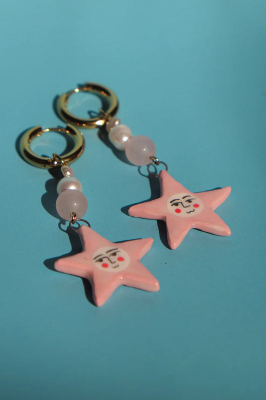 Boucles en Porcelaine Étoile ''Pink Aurora'' - Glaze Days