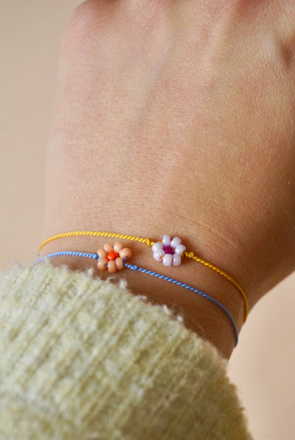 Bracelet Tiny Flower - lilac & sunflower yellow - SAN SAN
