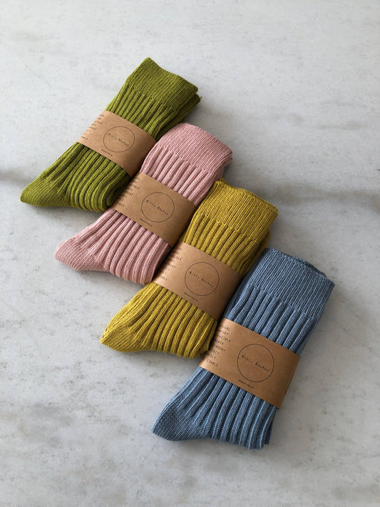 Chaussettes hautes en coton côtelé - Ribbed Cotton High Socks - Billy Bamboo