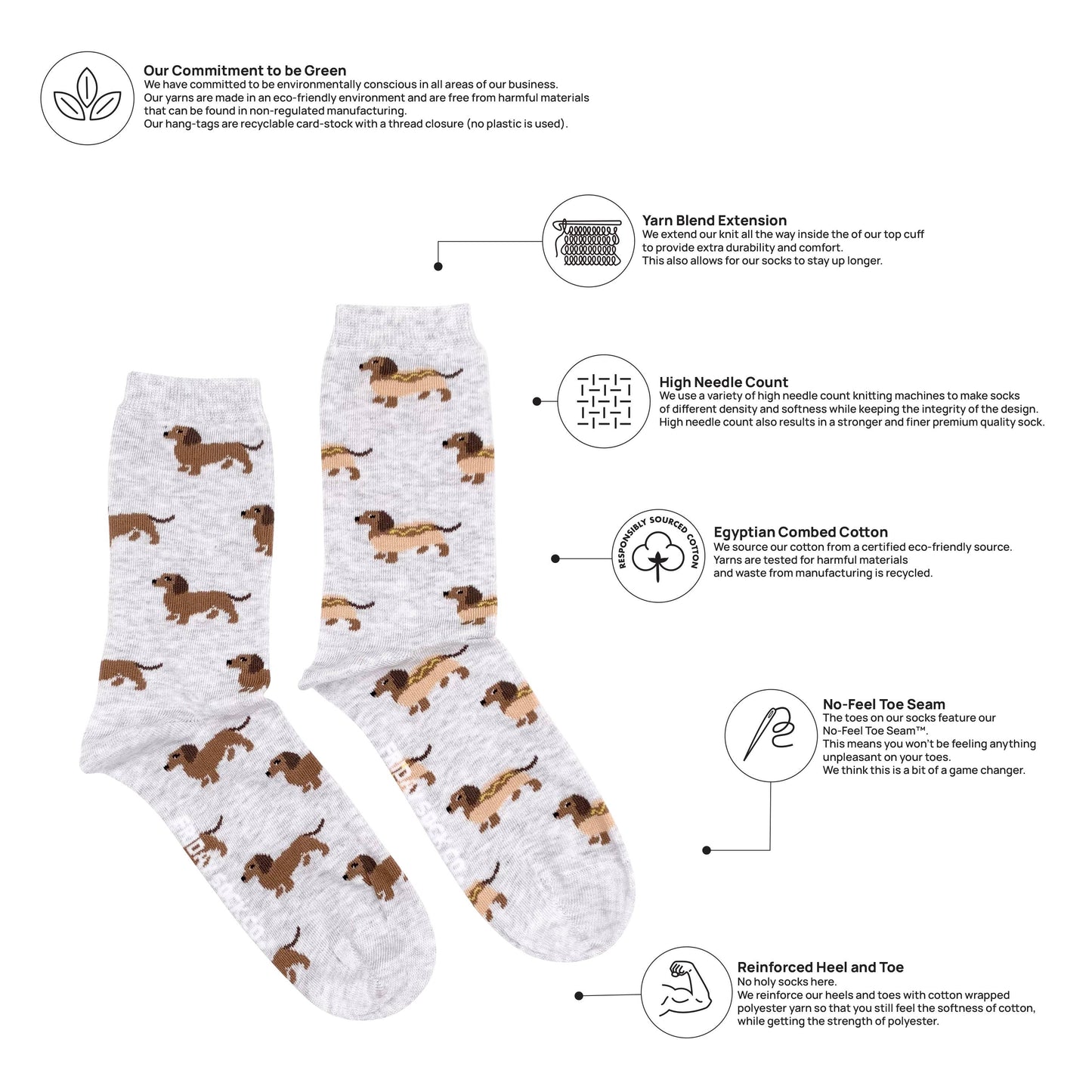 Chaussette 'Weiner Dog' Socks - Friday Sock Co.
