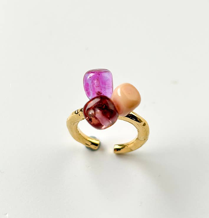 Bague ajustable LALETI petites perles de verre - Chama Navarro