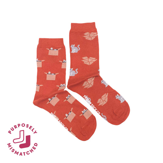 Chaussette 'Cat & Box' Socks - Friday Sock Co.