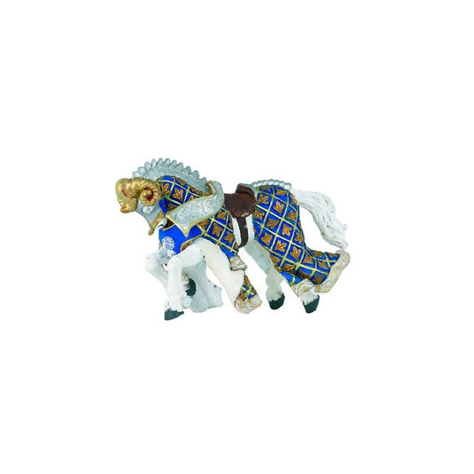 Figurine 	CHEVAL DU MAÎTRE DES ARMES CIMIER BÉLIER BLEU - PAPO