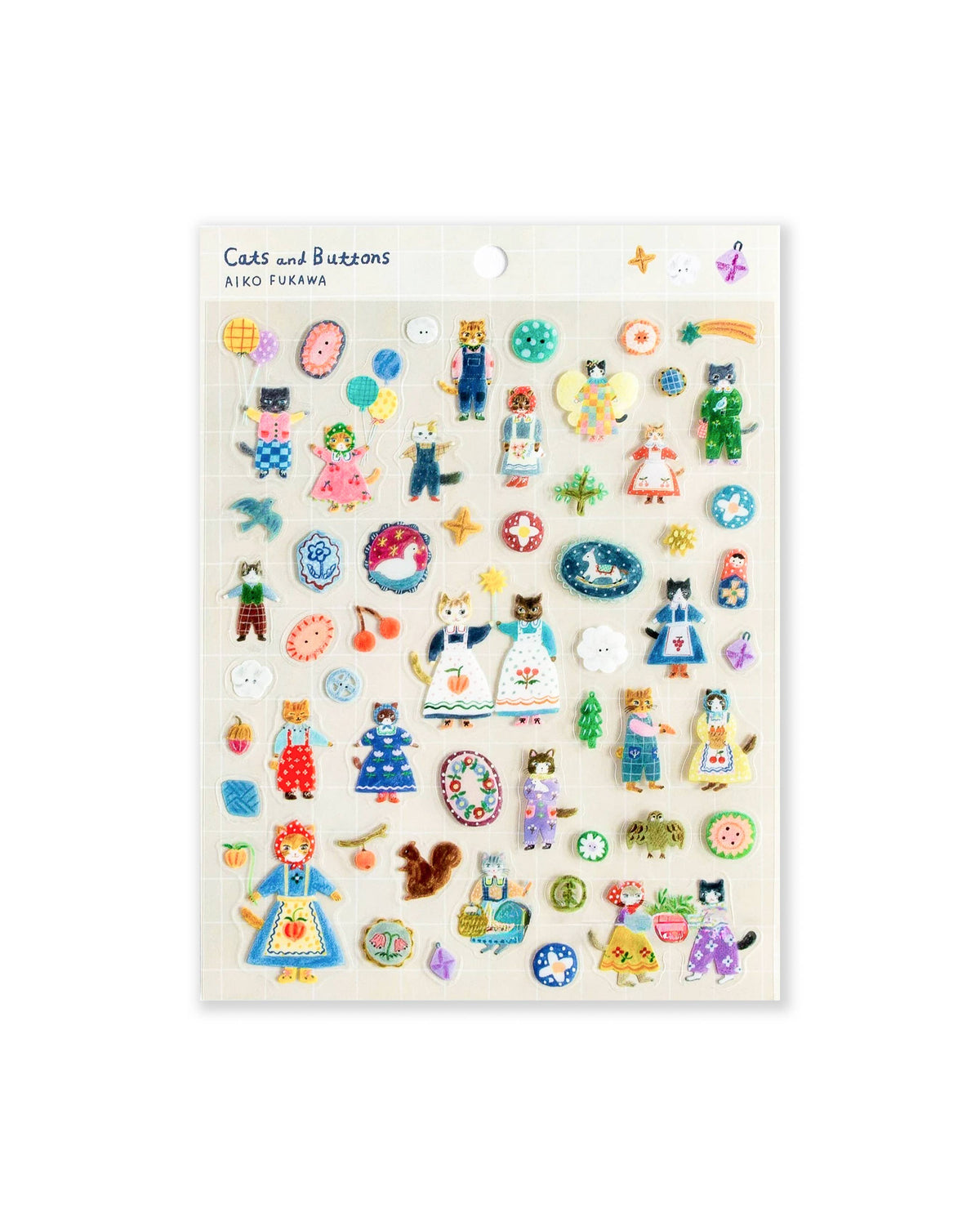 Feuille Stickers Sheet - Cats and Buttons -Aiko Fukawa  Her Winter Flowers