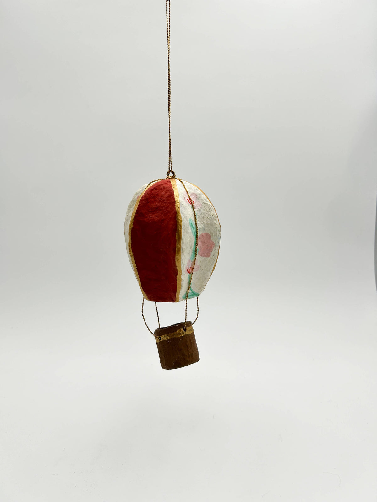 3 - Ornement Mongolfiere Bordeaux  coton mache - Kalid