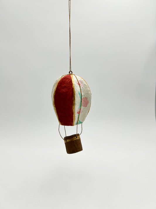 3 - Ornement Mongolfiere Bordeaux  coton mache - Kalid