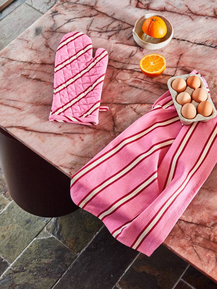 Mitaine de four ''Raspberry Stripe'' Oven Mitt - Mosey Me