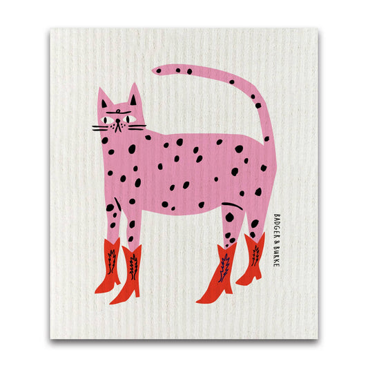 Essuie-Tout reutilisable Cowboy Kitty Swedish Sponge Cloth - Badger & Burke
