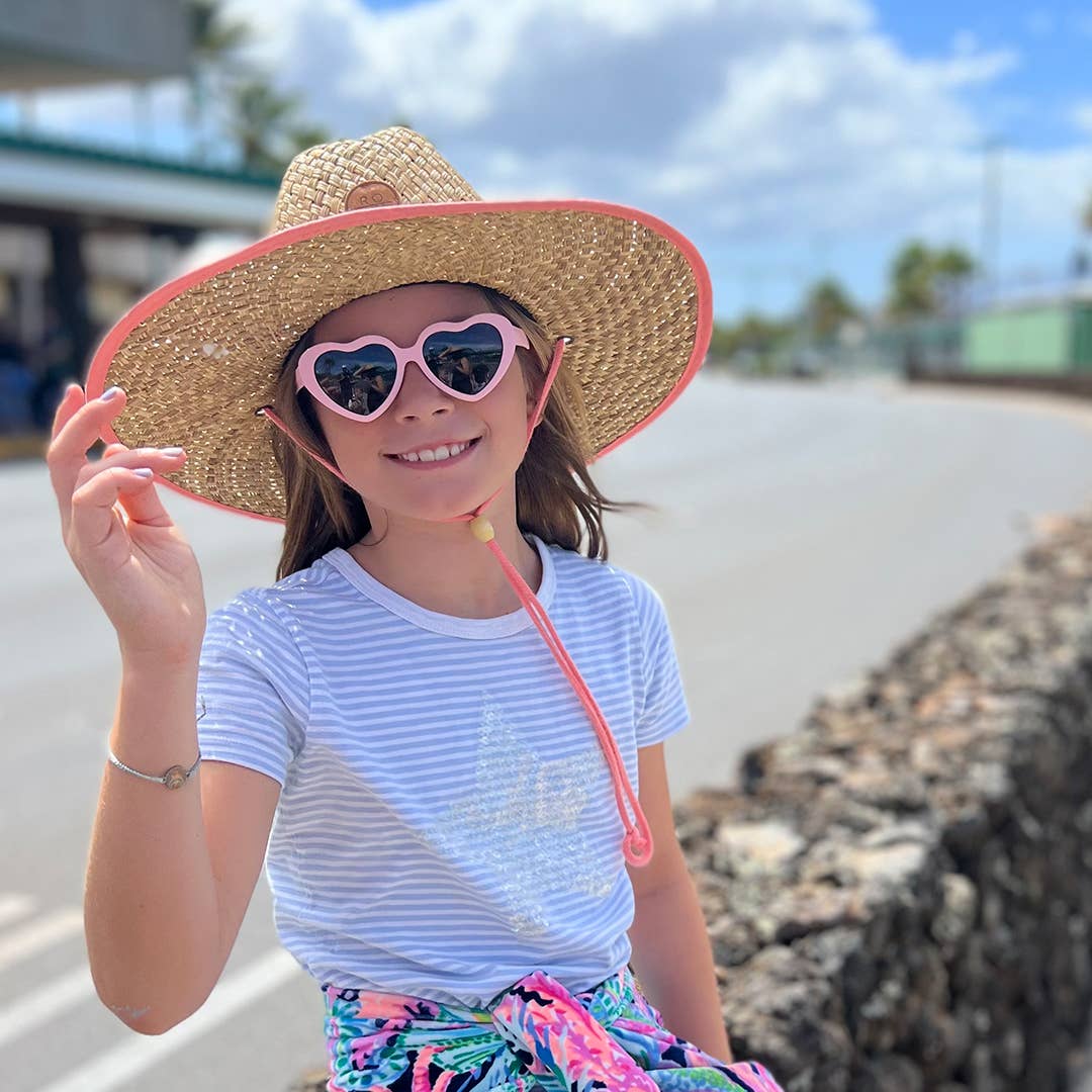Lunettes de soleil enfants en Coeur Rose Peche - Peach Heart Sunglasses - Roshambo