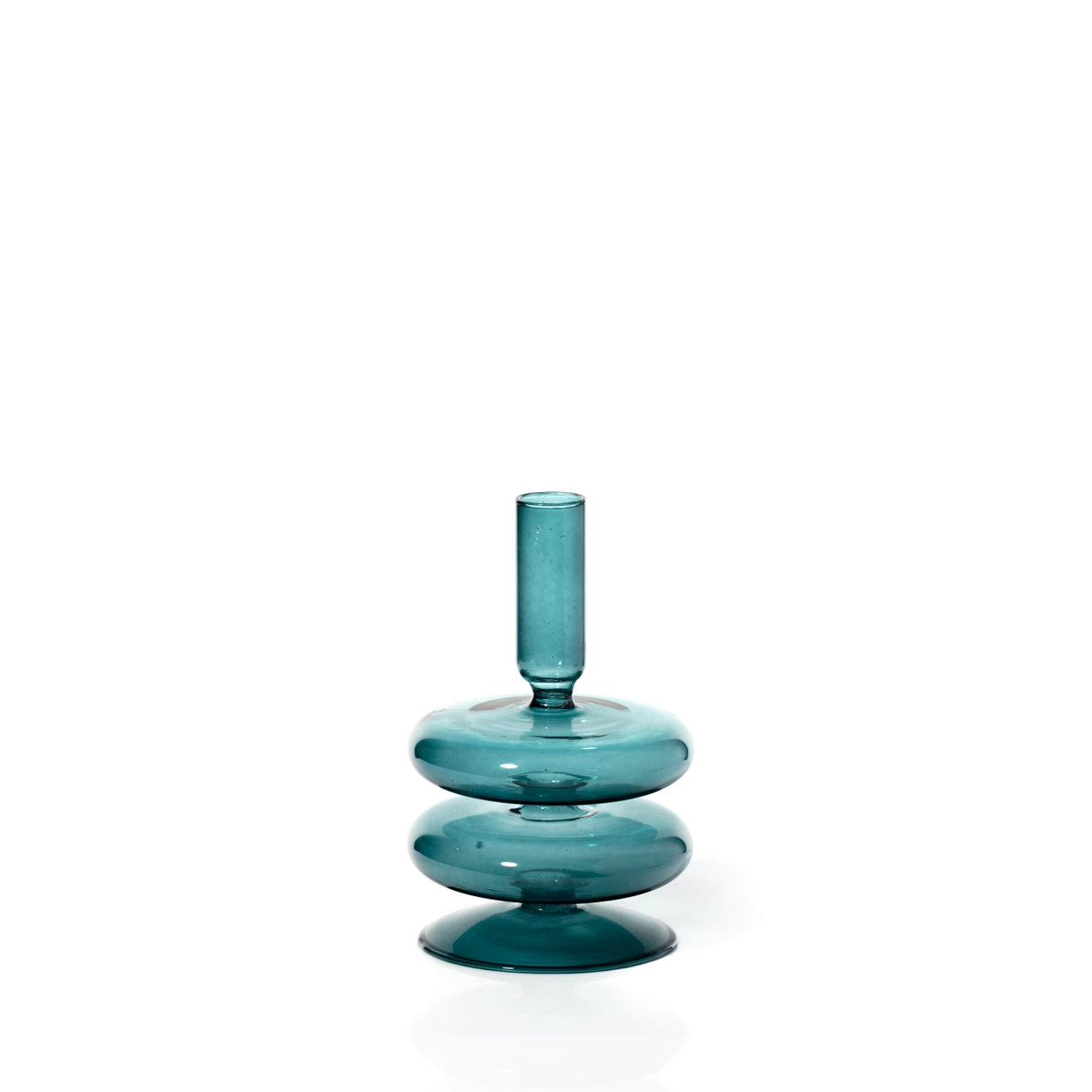 Bougeoir en verre '' Teal '' Glass Taper Holder - MÆGEN
