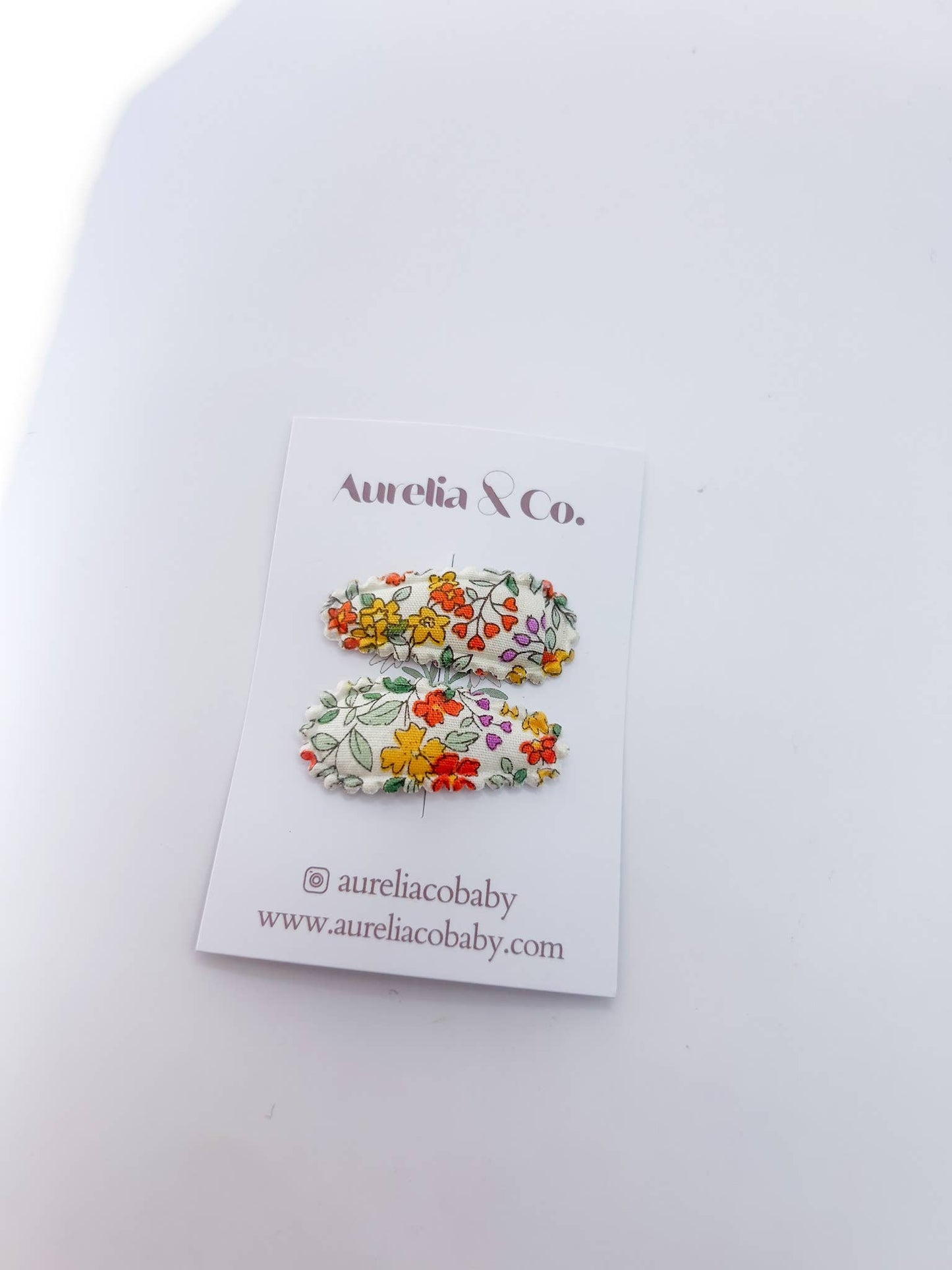 Mini barrettes en tissu pour bébé ''floral'' - Aurelia & Co.