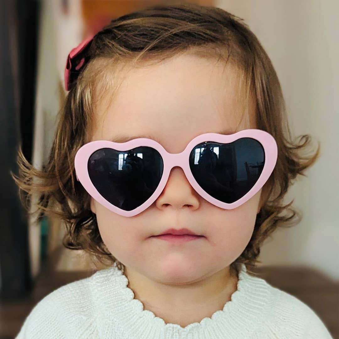 Lunettes de soleil enfants en Coeur Rose Peche - Peach Heart Sunglasses - Roshambo