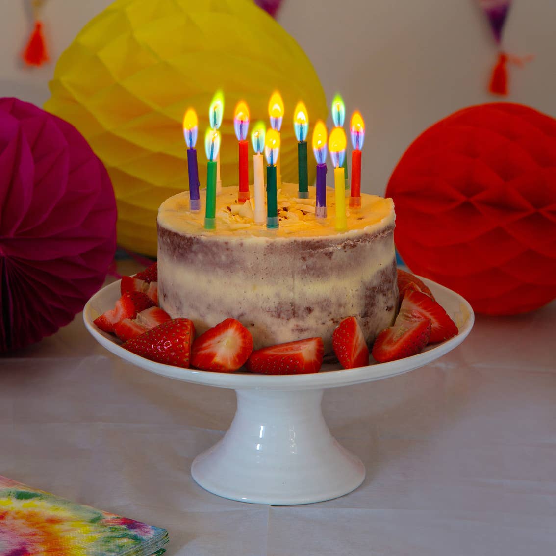 Bougies d'anniversaire Flammes colorées - Paquet de 12
