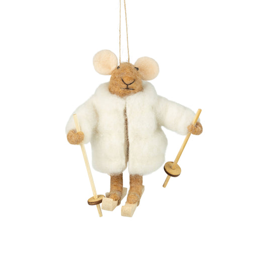 Ornement en feutre ''Ski Mouse'' - Silver Tree Home & Holiday