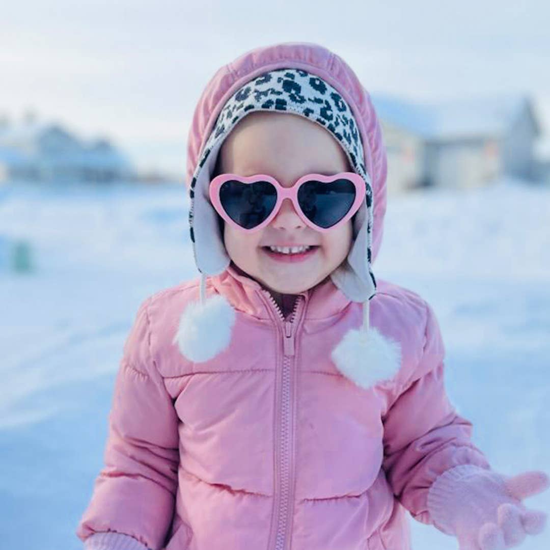 Lunettes de soleil enfants en Coeur Rose Peche - Peach Heart Sunglasses - Roshambo