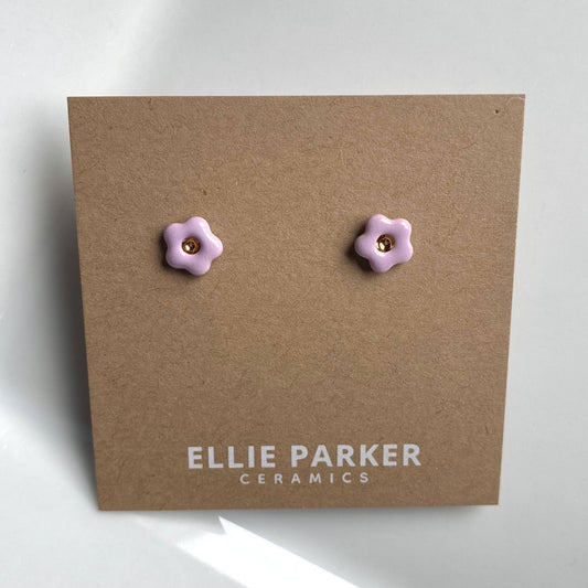 Boucle d'oreille en céramique ''Flower Lilac'' Ceramic Stud Earrings - Ellie Parker Ceramics