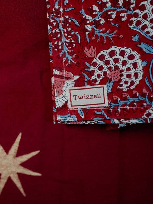 Nappe Merlot and Gold Star Tablecloth -  - Twizzell