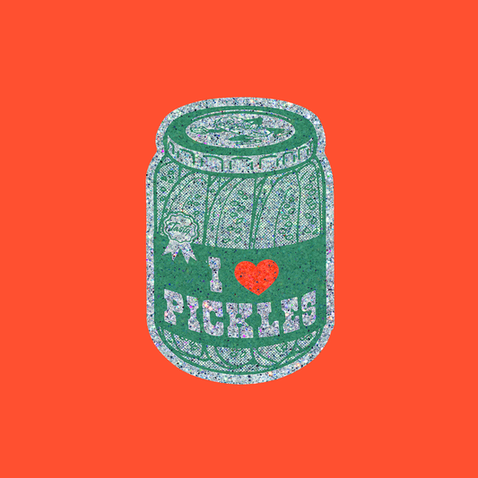 Autocollant " I Heart Pickles" Glitter Vinyl Sticker - Lucky Goods Paper