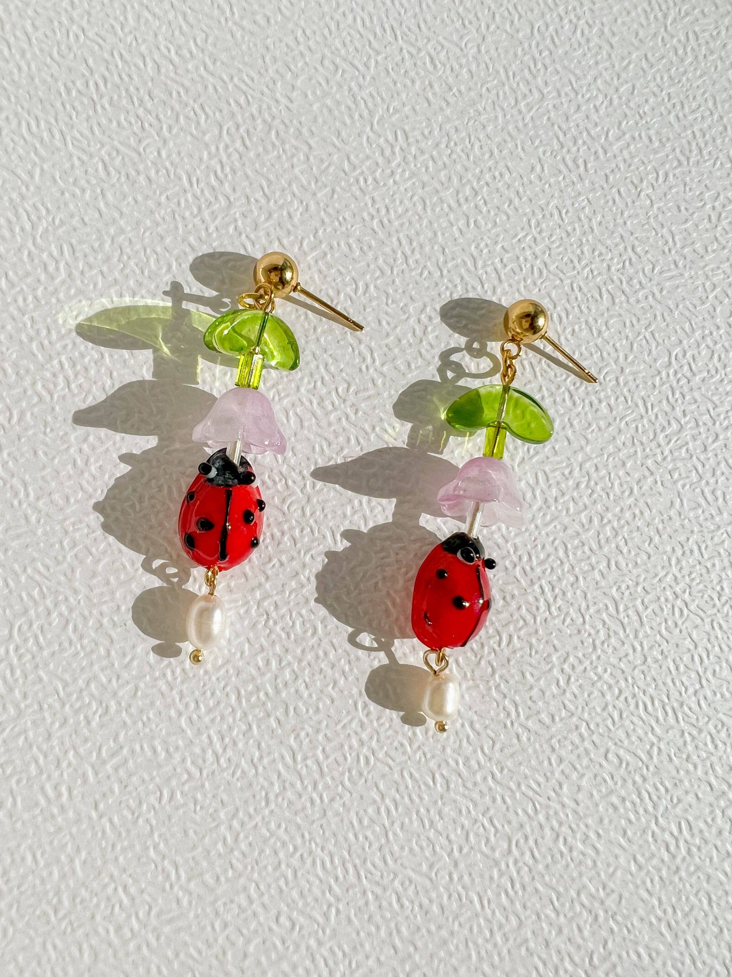 Boucles d'oreilles coccinelle - Yellow Dots