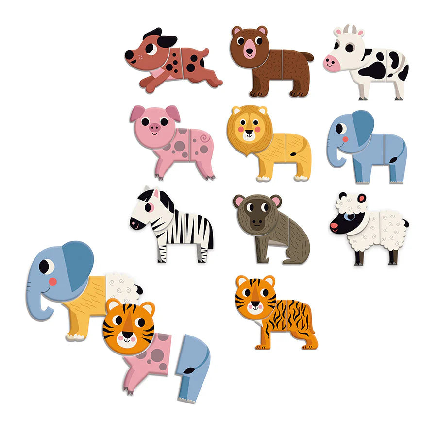 Aimants animaux à combiner ''10 animaux rigolos'' puzzle magnets - Vilac