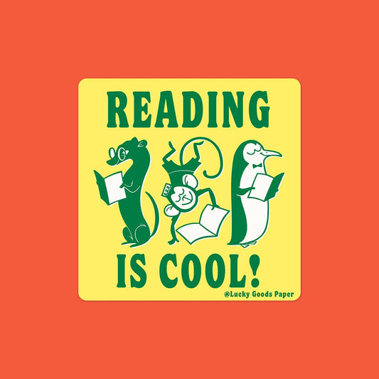 Autocollant  "Reading is Cool" Matte Vinyl Sticker - Lucky Goods Paper