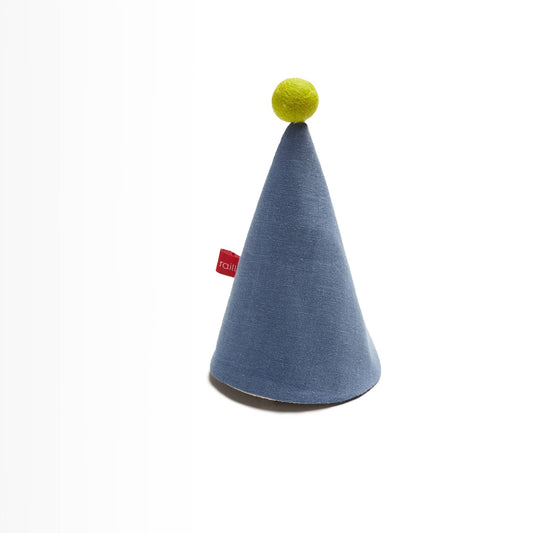 Chapeau de fête réutilisable en lin ''bleu'' party hat - La Fée Raille