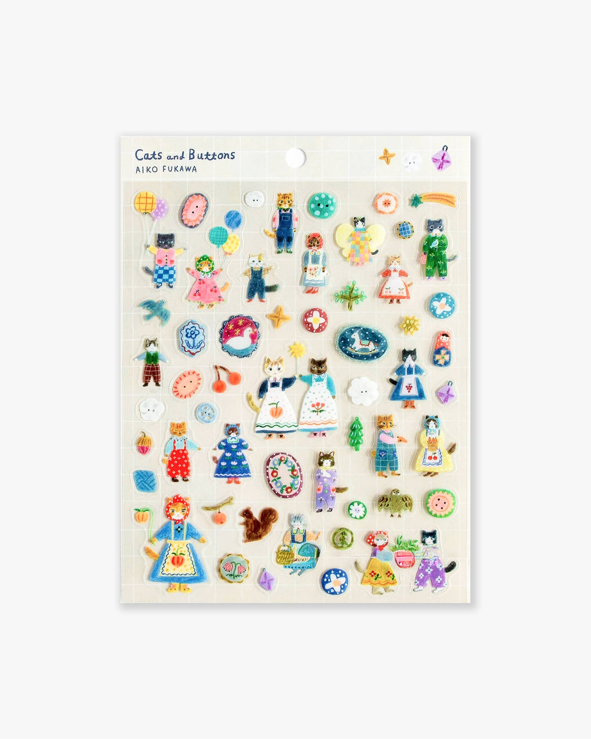Feuille Stickers Sheet - Cats and Buttons -Aiko Fukawa  Her Winter Flowers