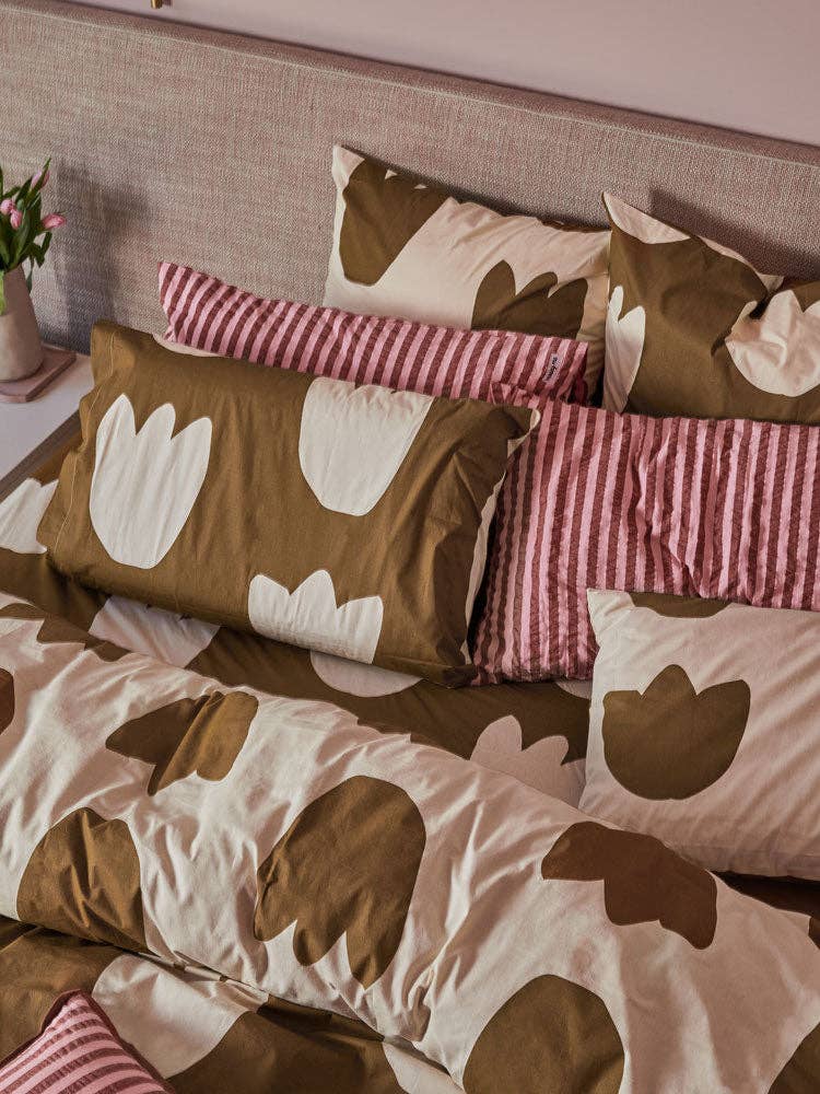 Drap contour ''Mocha Tulip'' Fitted Sheet - Mosey Me