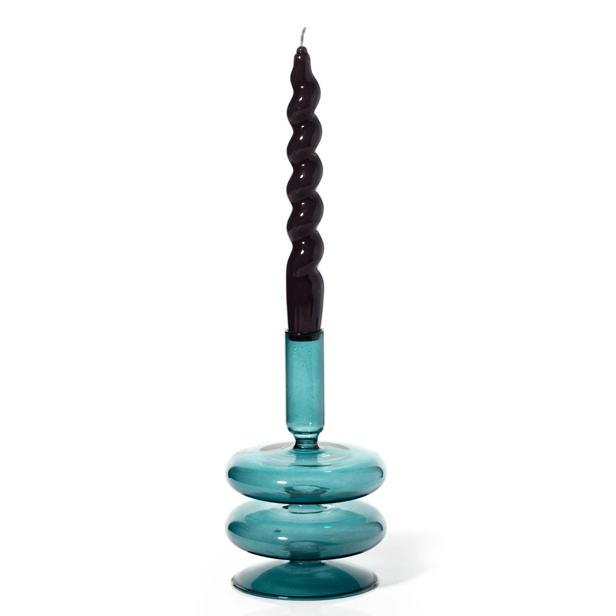 Bougeoir en verre '' Teal '' Glass Taper Holder - MÆGEN