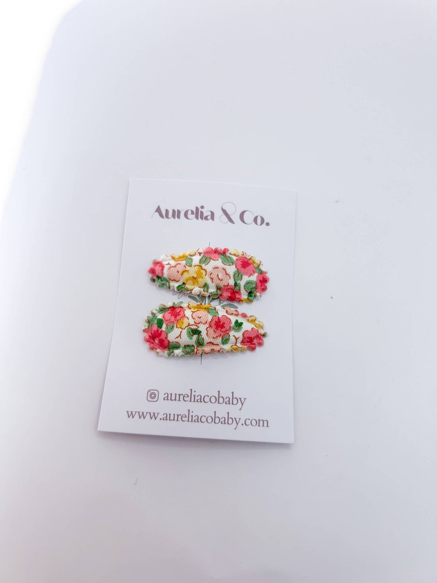 Mini barrettes en tissu pour bébé ''floral'' - Aurelia & Co.