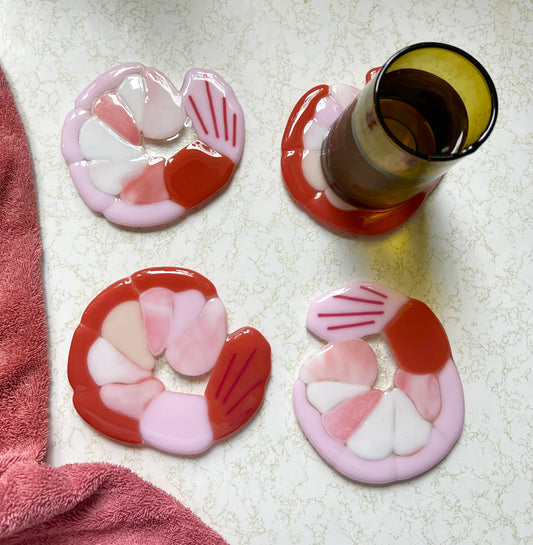 Ensemble de 2 sous-verres crevettes en verre - Cold Heart Glass Co.