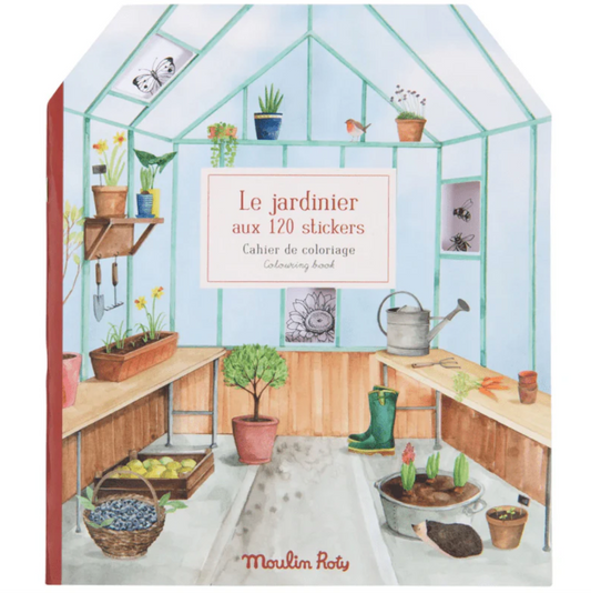 Le Jardinier - Livre à colorier avec autocollants - Sticker and Colouring Book - Moulin Roty
