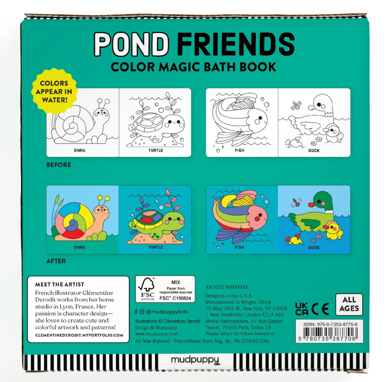 Livre magique pour le bain "Pond Friends" Color Magic Bath Book - Mudpuppy
