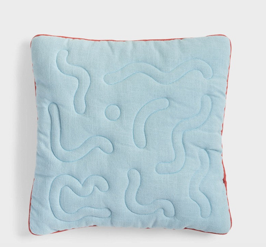 &Klevering - Coussin brodé bleu