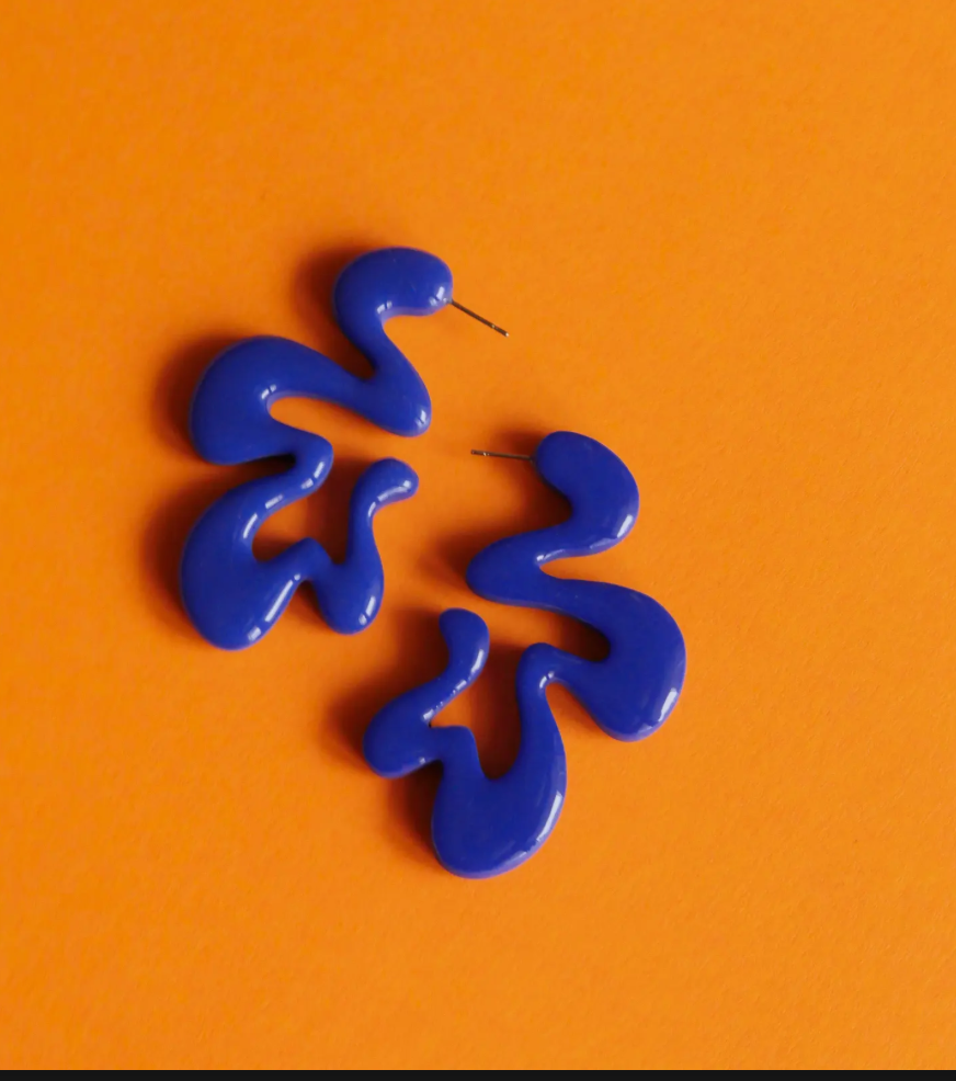 Boucles Zigzag bleu E04- Crocodile agile