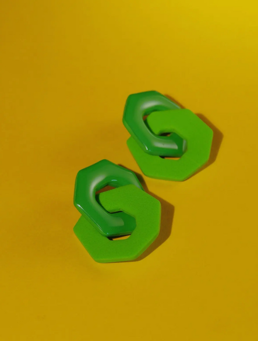 Boucles losange emboité vert E03 - Crocodile agile