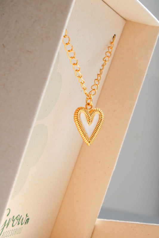 Heart Charm Collier WHITE - Grow Accesorios