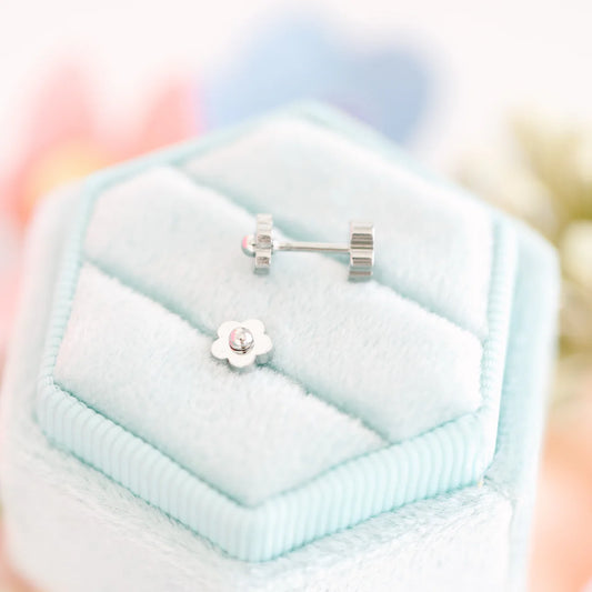 Boucles petites fleurs argent - Pierced Co