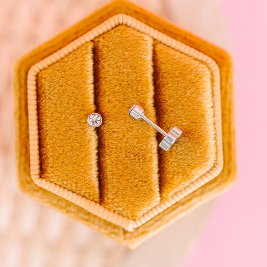 Boucles petits diamants argent - Pierced Co