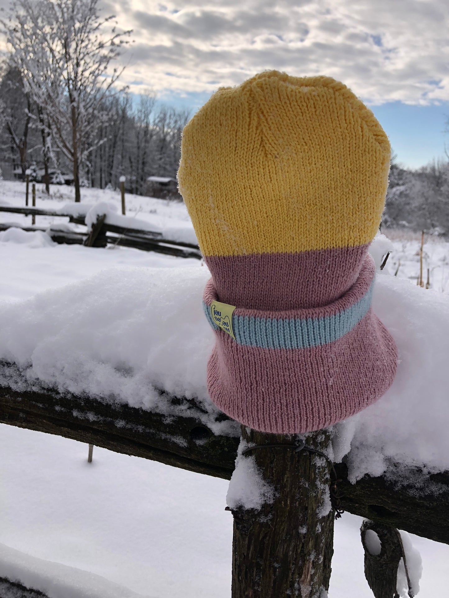 Bonnet Tuque-scares-Mittens-Yellow Yellow