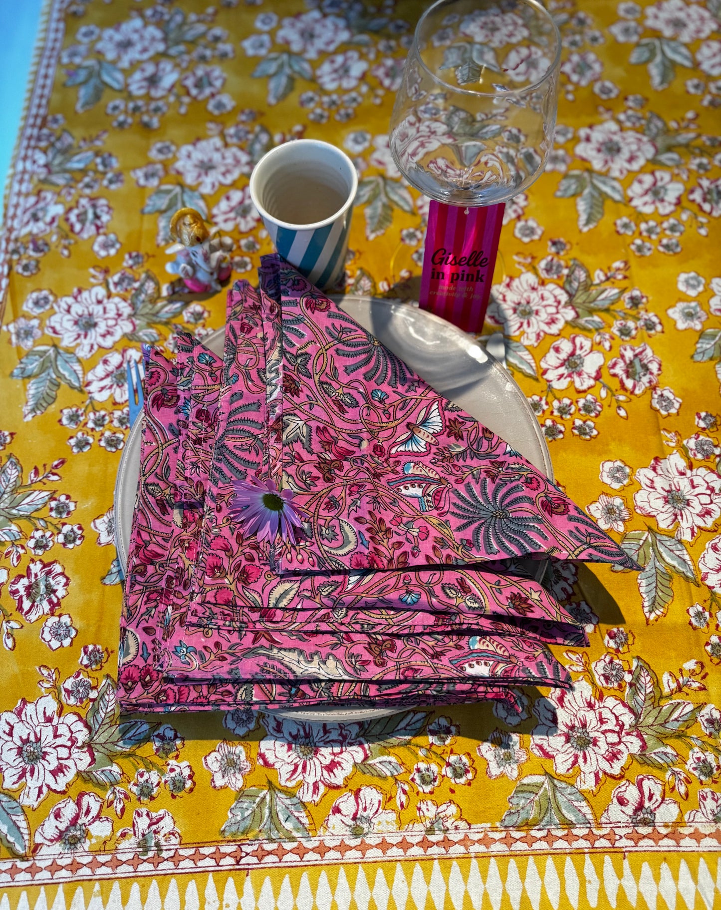 Lot de 4 serviettes de table  – Giselle in pink